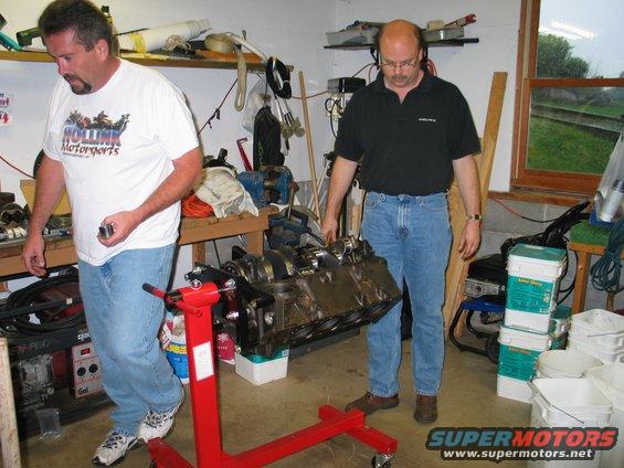 Dad and Chris is the process of speccin out the rotating assembly.