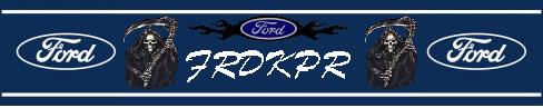 Blue banner with Ford logos, grim reapers, and text FRDKPR