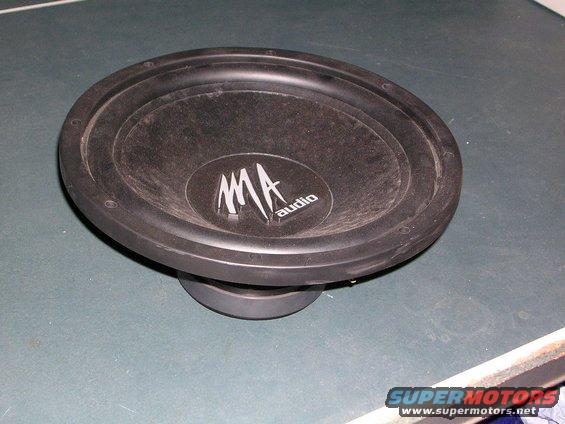 MA Audio subwoofer sitting on a table