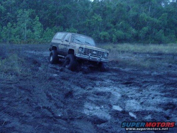 Chevy K5 Blazer stuck in mud, front end low