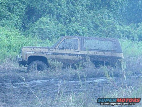 Mud-covered 1978 Chevrolet K5 Blazer stuck in mud