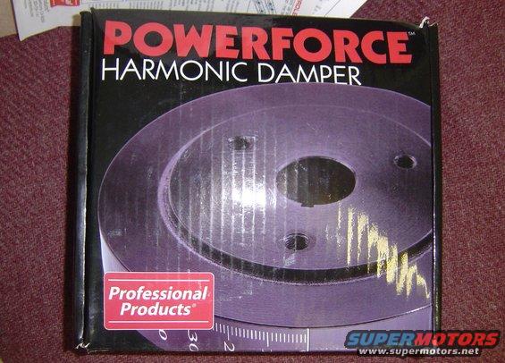 Box for a Powerforce Harmonic Damper, shows a picture of the damper. Professional Products logo visible