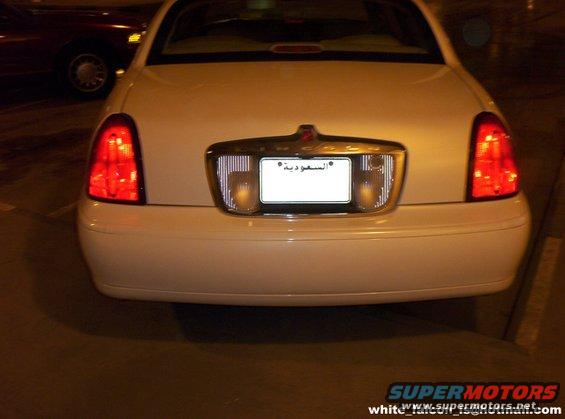 Rear of a white 2000 Ford Crown Victoria with Saudi Arabian license plate