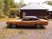 1970 Mercury Cougar - A gold 1970 Mercury Cougar with a black vinyl roof is parked in front of a wooden building.