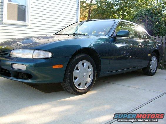Green 1995 Nissan 240SX coupe, 3/4 front view