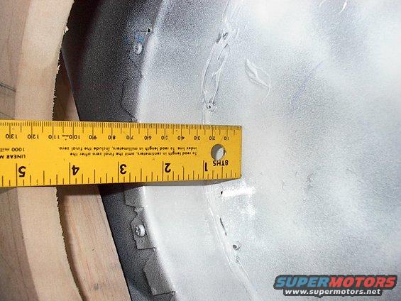 Fully 5" of recess and 9 1/2" of width for extra big magnet enclosures, like newer subs seem to have nowadays.  I don't need that much with my own, but if you're going to go to the trouble, you may as well build in some expandability.