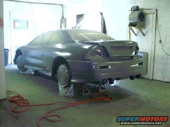 sealed.jpg This is the car in the paint booth after it was covered with sealer.