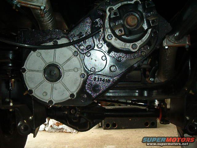 close-up of vehicle transfer case with part number 011418 visible