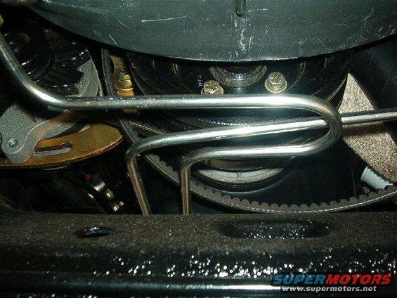 Engine belt and pulley system close-up