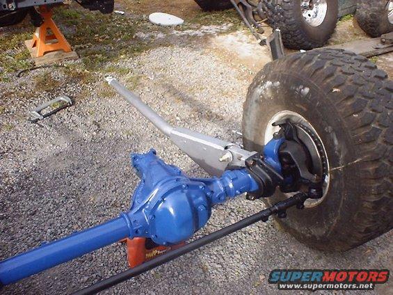 Blue front axle assembly and large tire