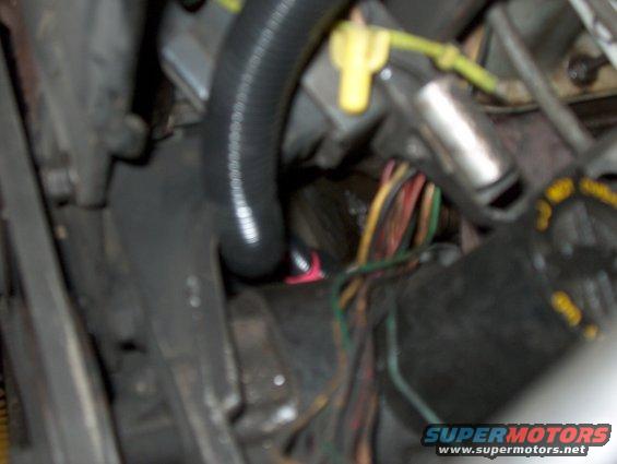 Close-up of engine wiring harness with black tubing and colorful wires