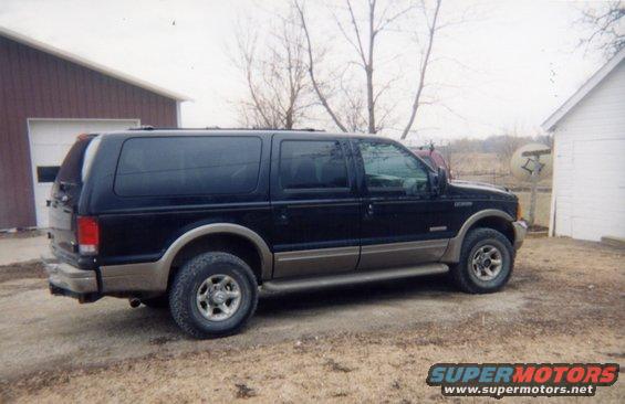 00-x-danielles6.jpg Here is a picture of the X taken this Spring with the 33 inch BFG's and 16 inch AR Atlas wheels, if you look close you can see the 6.0 Powerstroke badge on the door