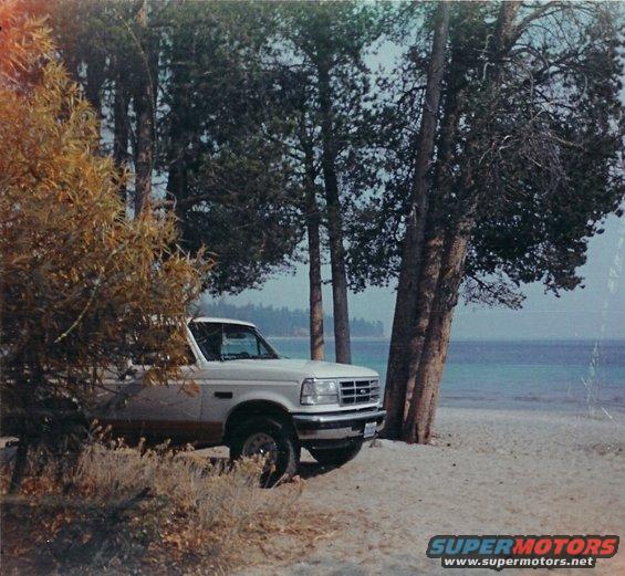bronco-at-tahoe.jpg on the beach at tahoe 