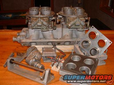 towers-of-power.jpg Experimental 2 Holley Dominator Individual Runner intake manifold with correct carbs and offset distributor