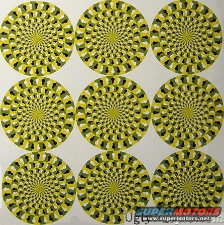 nine circular stickers with a swirling yellow, green, and black pattern