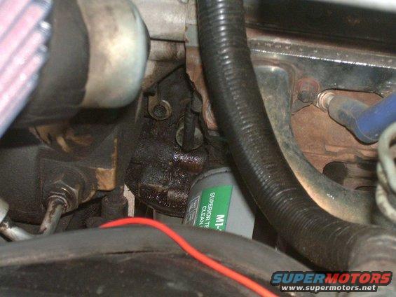 Engine oil filter with green label and black hose