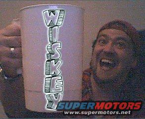 Man holds cup with "WISKEY" text. Supermotors logo visible