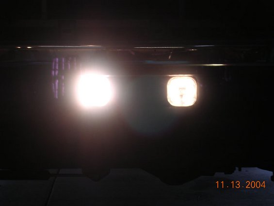 there is a considerable increase in light with both silverstars in while driving,  this is another comparsion shot.  This mod is worth the 35 bucks or so, even without upgrading the wiring.