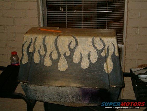 Custom painted car cover with flame graphics