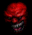 1986 Ford Bronco - A menacing red skull mask with glowing eyes and sharp teeth is depicted in the darkness.