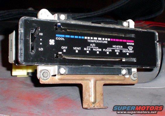 Car climate control panel with temperature, fan speed, and mode selectors. Text includes COOL, WARM, A/C, OFF, VENT, MAX, NORM, FLOOR, MIX, DEFROST