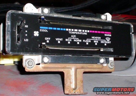 Car climate control panel with temperature and fan speed sliders, and function selectors for A/C, vent, floor, and defrost