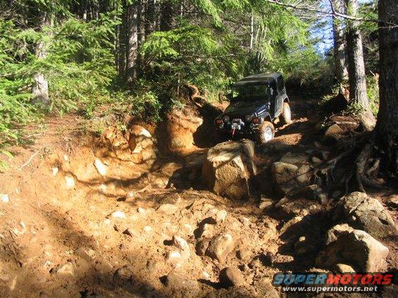 Starting down mini-rubicon on PowerLine trail