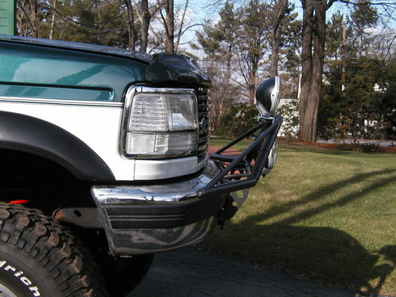 1994 Ford Bronco front end with custom bumper and auxiliary lights