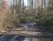 1988 Ford Bronco - A red Jeep Cherokee is stuck in deep mud on a wooded trail.