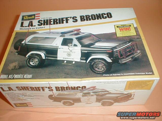 Revell L.A. Sheriff's Bronco model kit box with a picture of the assembled model