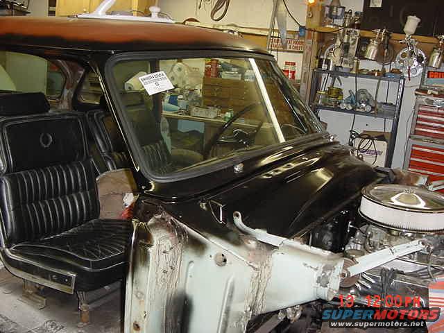 54-ford-windshield-and-engine.jpg Yet another shot of the 54 Ford work-in-progress.