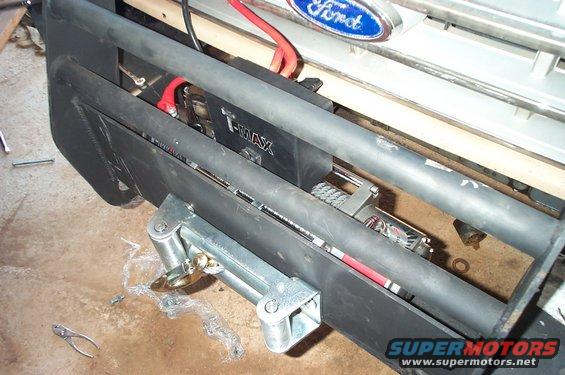 Ford Bronco front bumper assembly with T-MAX winch and red wiring