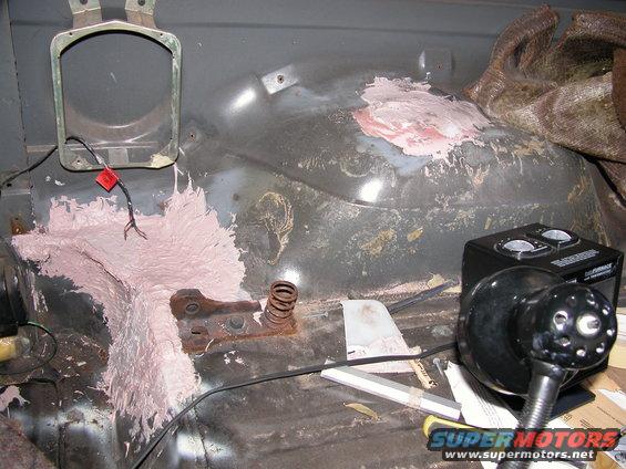 cut out rust an replaced with sheet metal fiberglass an bondo to seal