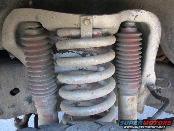 Close-up of front suspension springs and shock absorbers on a vehicle