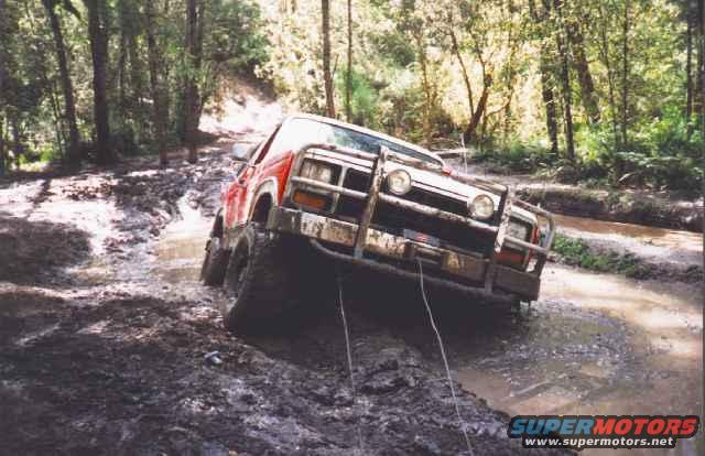 stuck-bronco.jpg Stage 1 of "The Bronc", stuck fast. Thois cost me a new Clutch and a damaged ego. 
Lesson Learnt: Just 'cause you have a detroit locker, doesn't mean you can enter anybog hole and get out.
I was running 33" All Terrains...........bugger