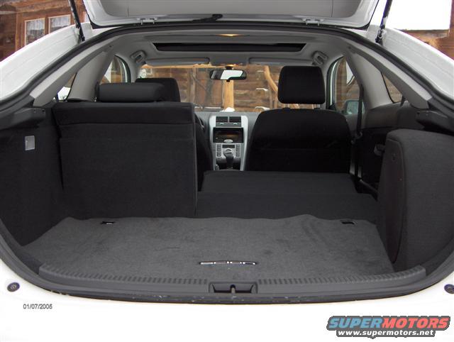 hatch and cargo area.  both seats fold down.  the sub is on the right side.