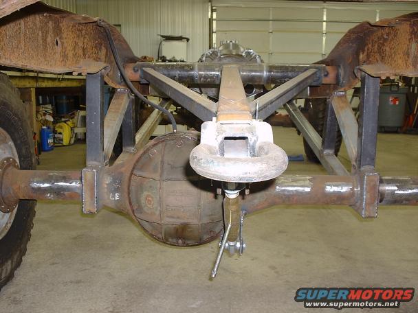 Rear axle assembly with frame rails and a trailer hitch receiver mounted