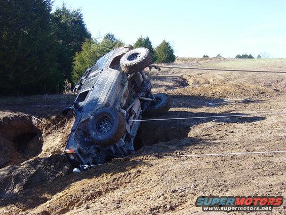 Pulling and winching to get him upright