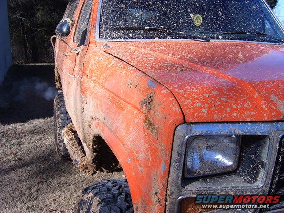 A little dent in the fender!