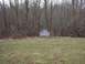 1993 Ford Probe - A concrete barrier sits in a wooded area, surrounded by bare trees and dry brush.