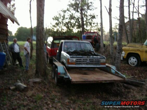 90 model Ranger, loaded on trailer
