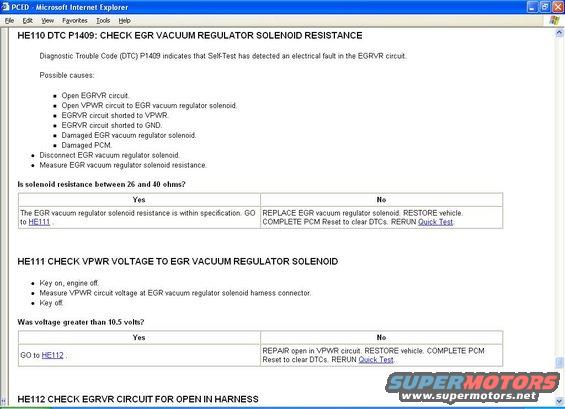 Screenshot of a computer screen displaying diagnostic trouble code P1409 information