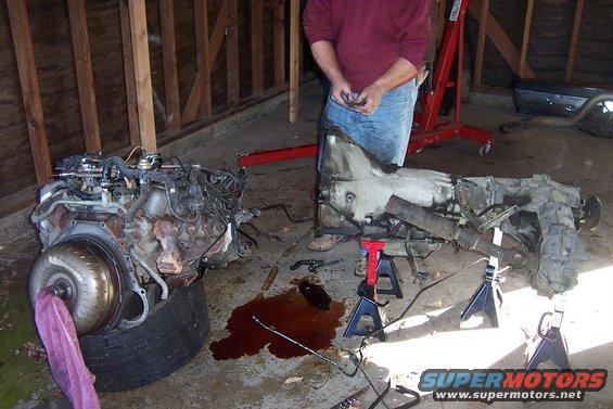 No engine stand yet, must use tire.