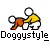 Pixel art illustration labeled 'Doggystyle' depicting two figures in a sexual position