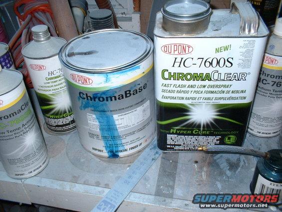 DuPont ChromaBase and ChromaClear paint cans and activators