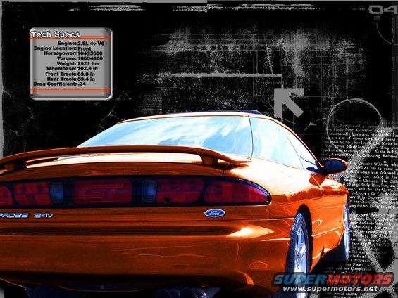 Orange Ford Probe GT 24V rear view with spoiler and GT badging