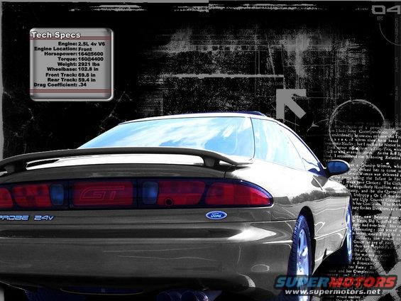 Rear view of a dark Ford Probe GT with a spoiler and 'PROBE 24V' badging