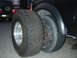 new tires next to the old setup,