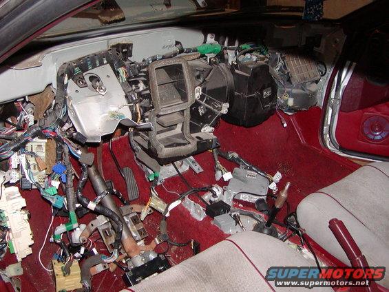 p9260005.jpg A pic of the dash off for wiring. The entire car had to be rewired because I went from an 89 to a 91. 