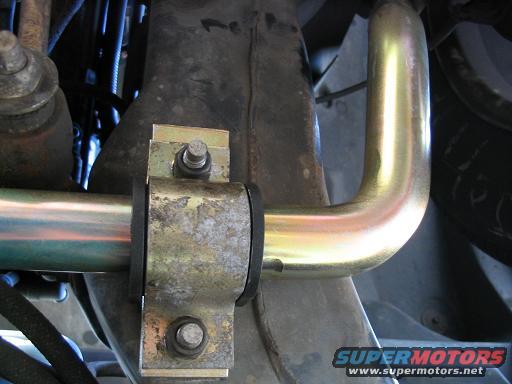 Sway bar and bracket assembly on a vehicle's undercarriage